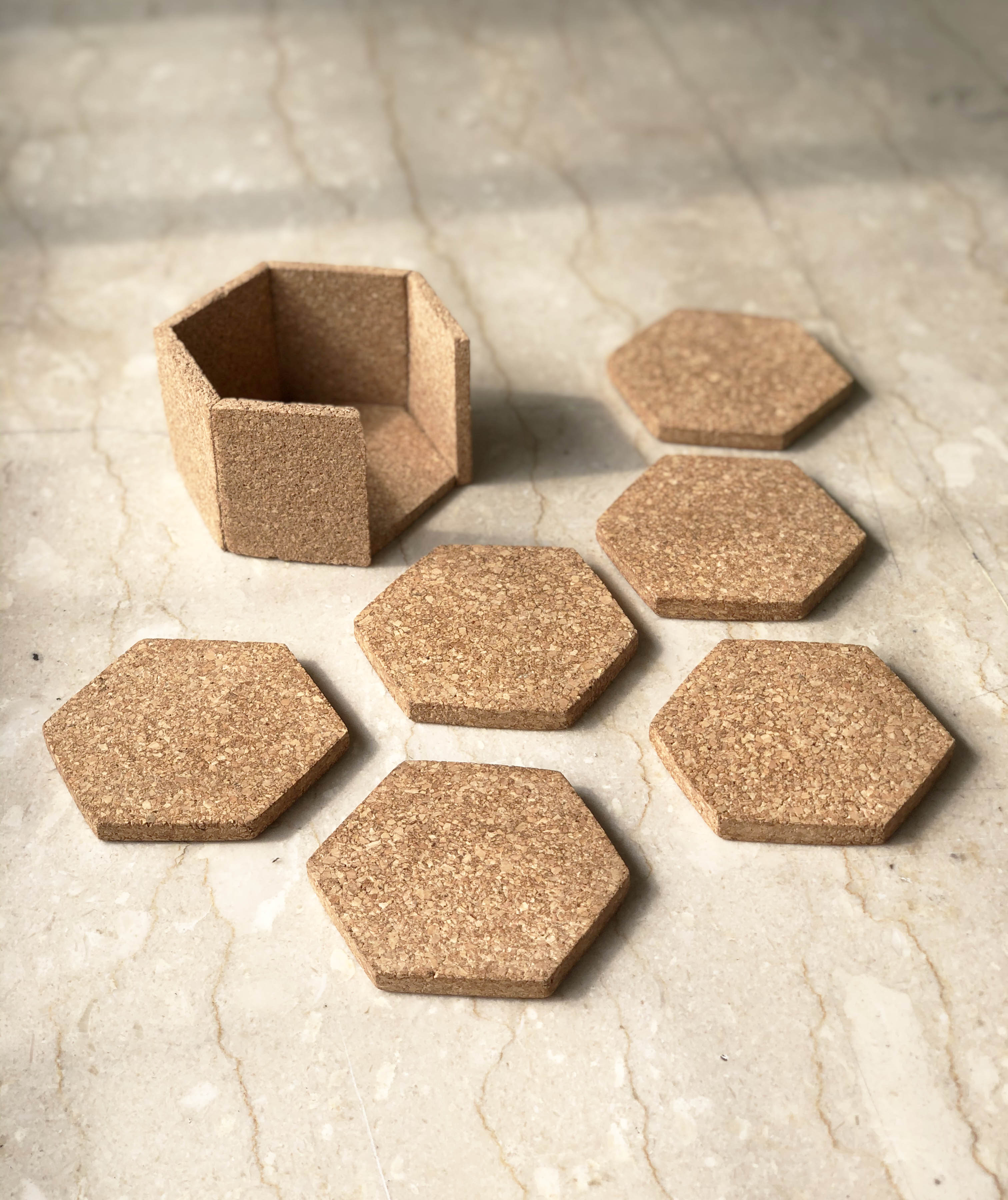 Hex Coasters with Stand (Set of 6)